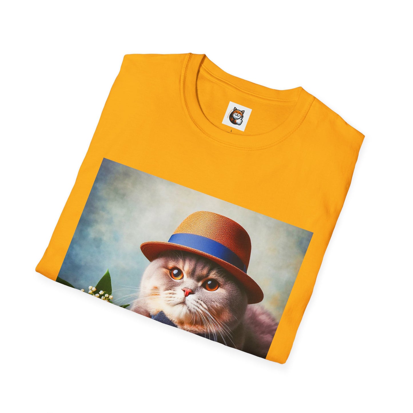 British Shorthair  hat and bow Unisex Softstyle T-Shirt