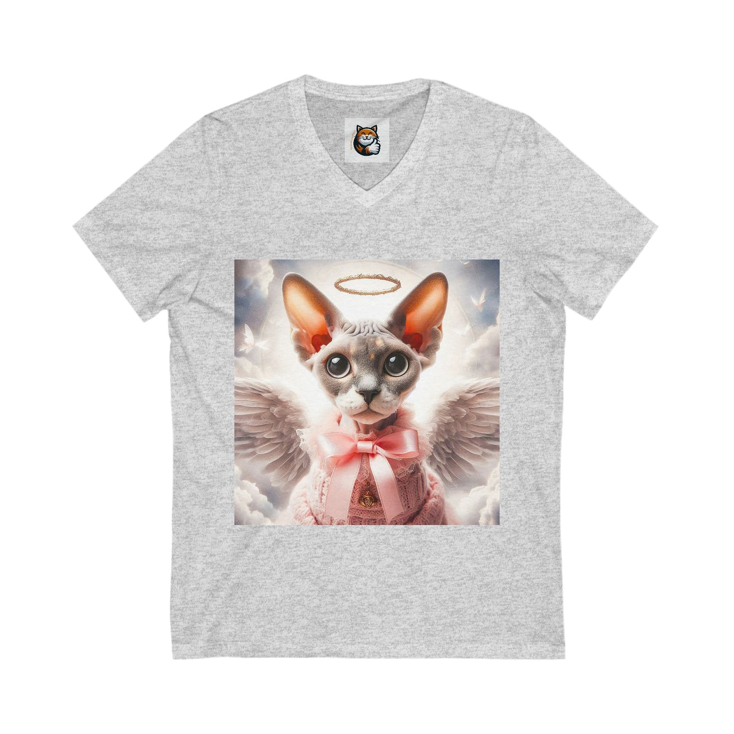 Devon Rex Cat heavenly Angel  Jersey Short Sleeve V-Neck Tee