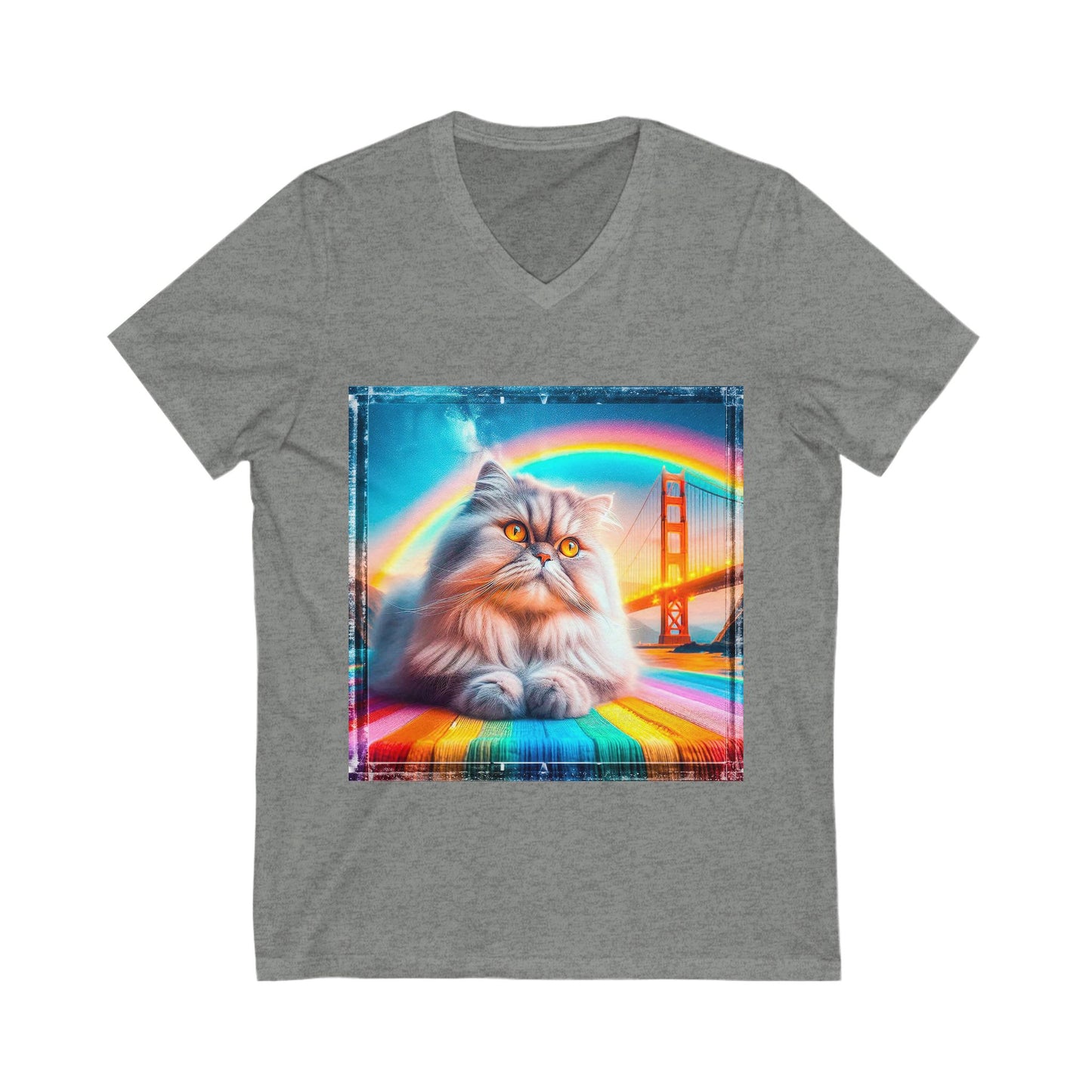 Persian Cat Unisex Jersey Short Sleeve V-Neck Tee
