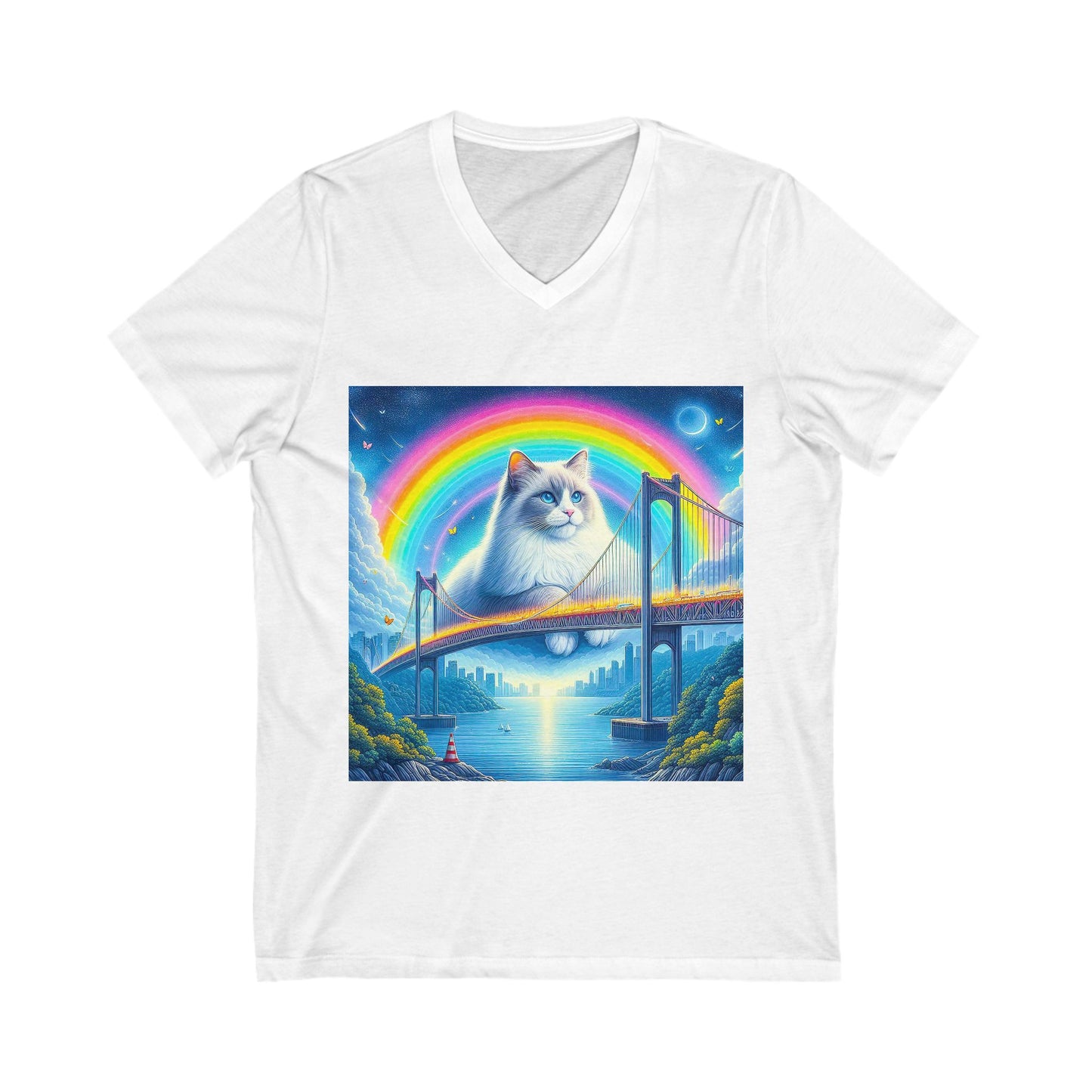 Ragdoll Cat Unisex Jersey Short Sleeve V-Neck Tee
