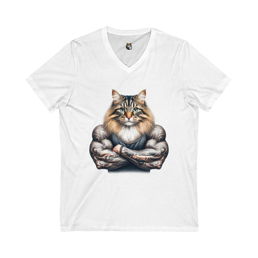 Norwegian Forest Cat Unisex Jersey Short Sleeve V-Neck Tee