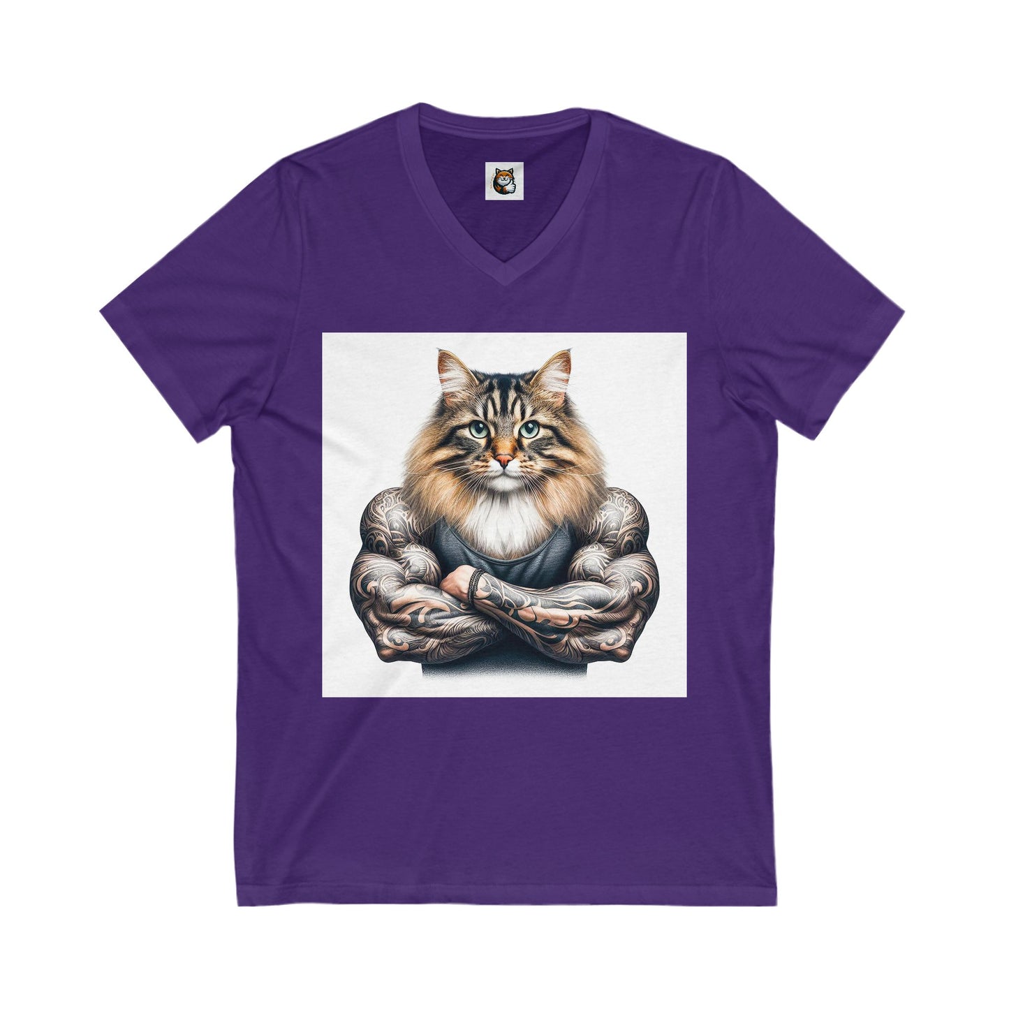 Norwegian Forest Cat Unisex Jersey Short Sleeve V-Neck Tee