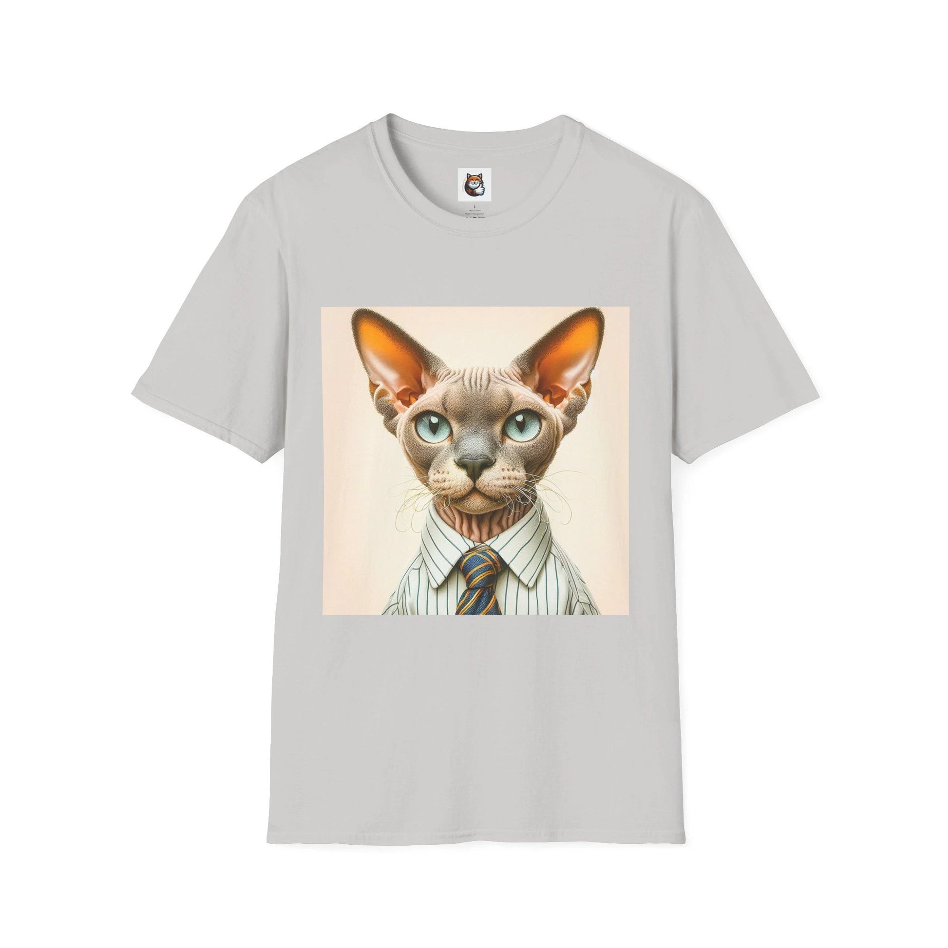 Devon Rex Cat business man Softstyle T-Shirt by Printify