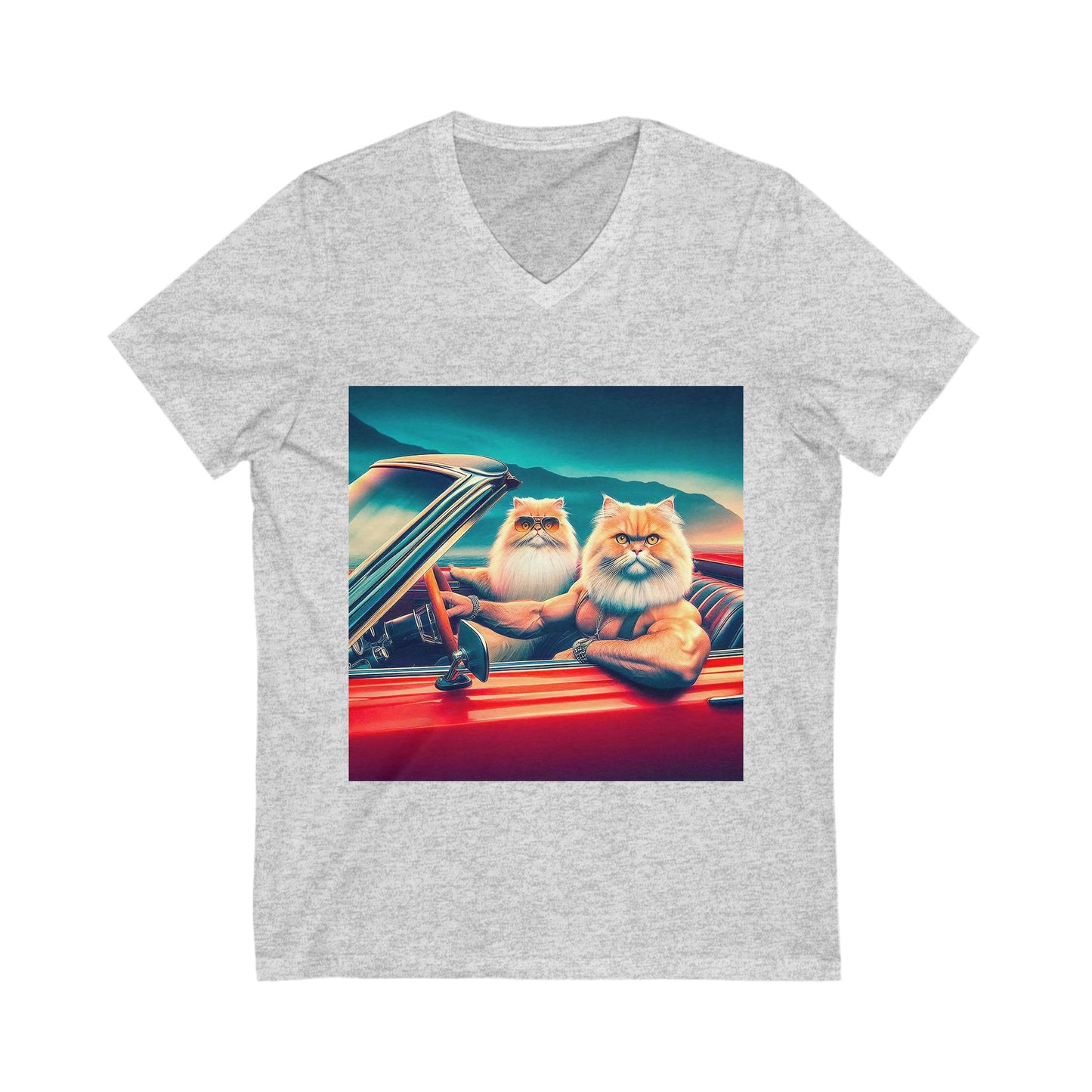 Wacky Persian Cat Unisex Jersey Short Sleeve V-Neck Tee