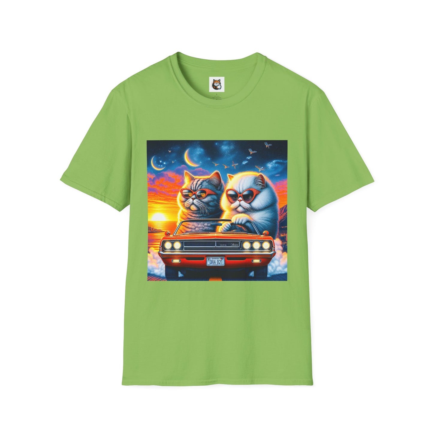 Selkirk Rex Cat T-Shirt sunset driving