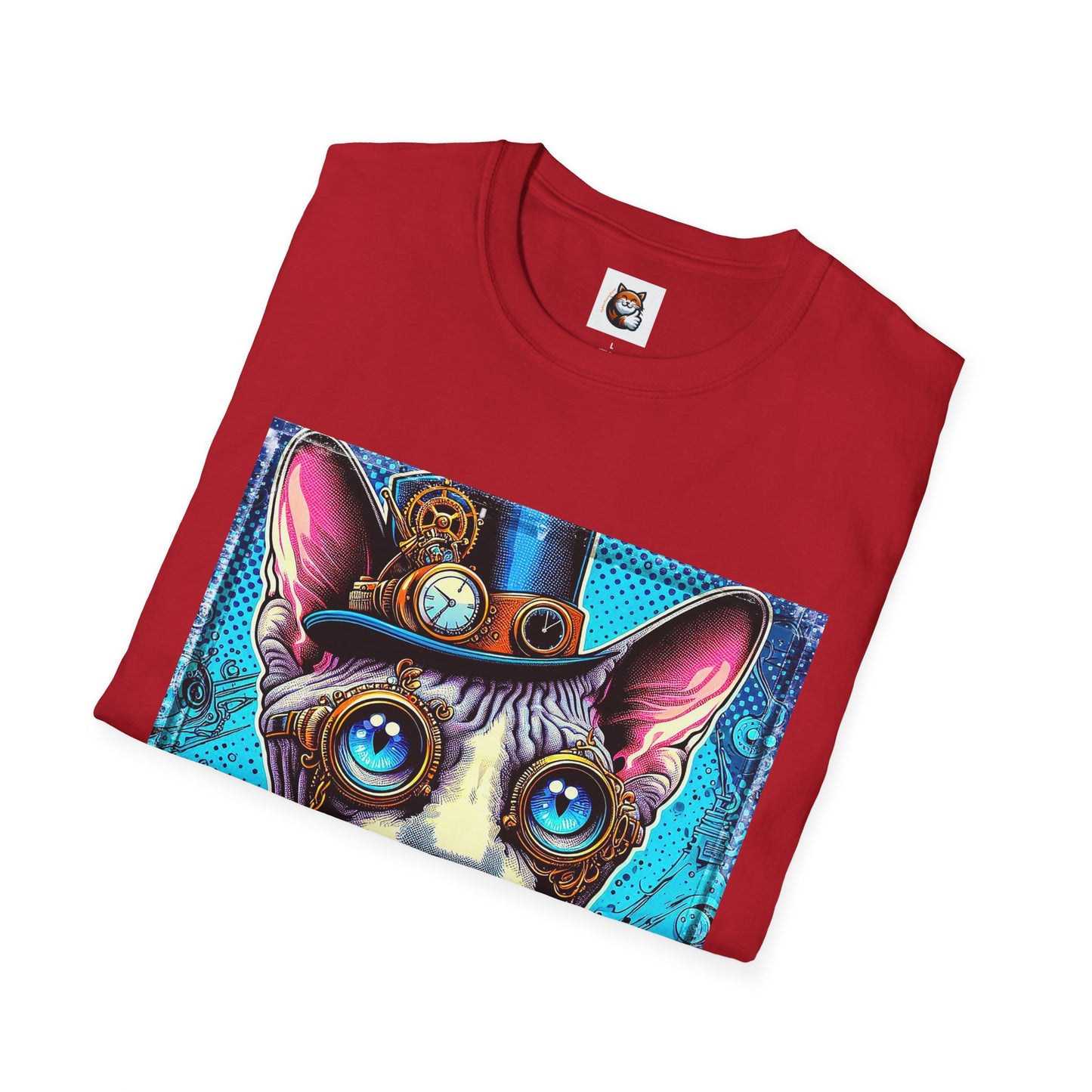 Devon Rex steam punk  Unisex Softstyle T-Shirt