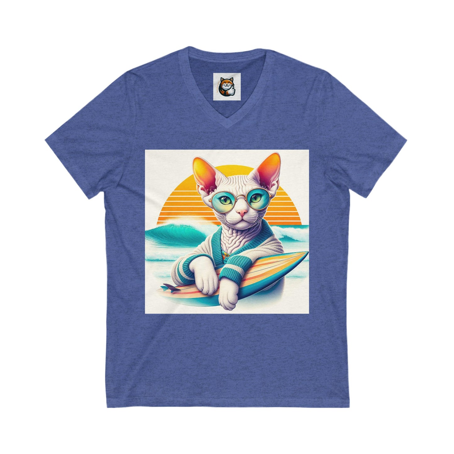 Devon Rex Cat Unisex Jersey Short Sleeve V-Neck Tee