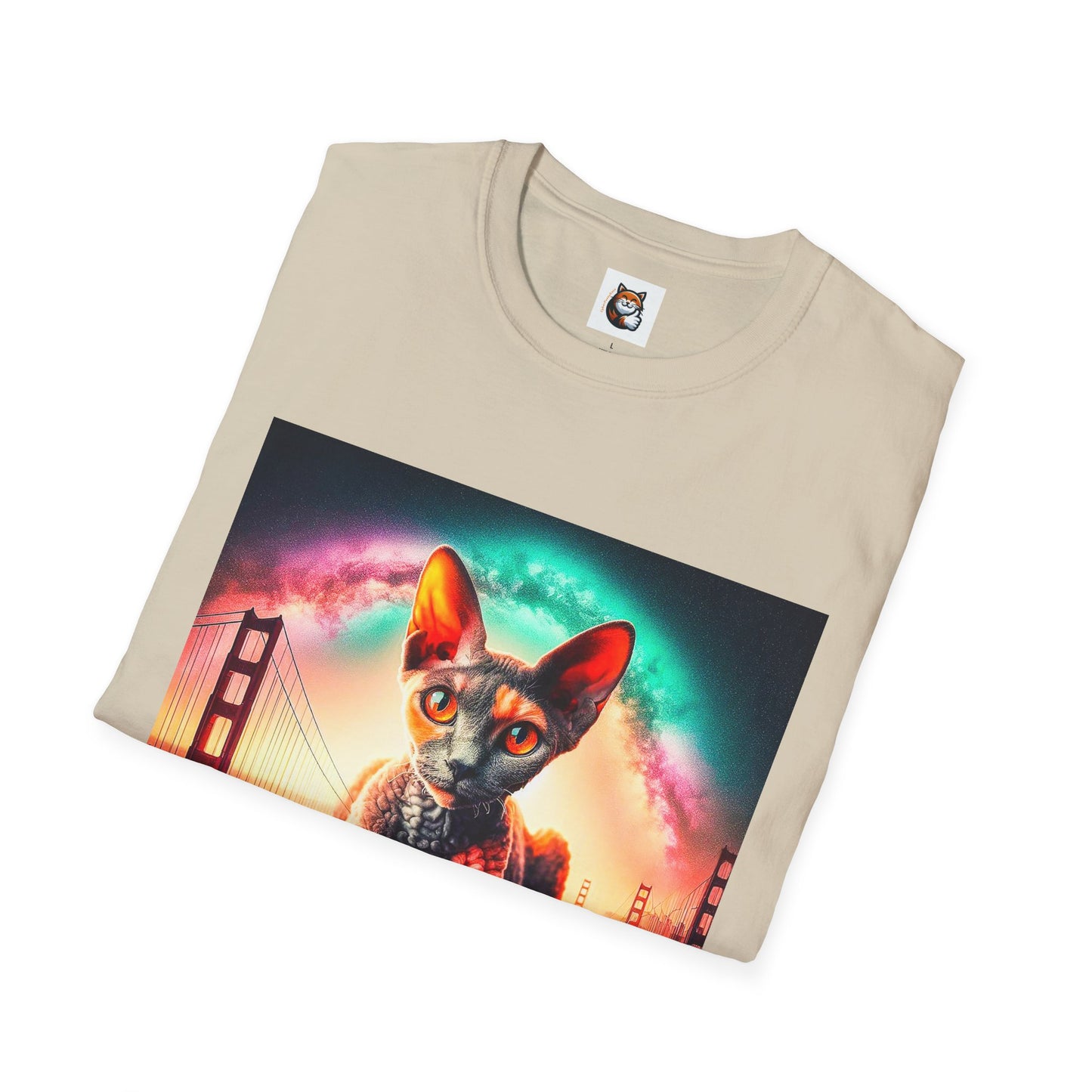 Devon Rex rainbow  Unisex Softstyle T-Shirt