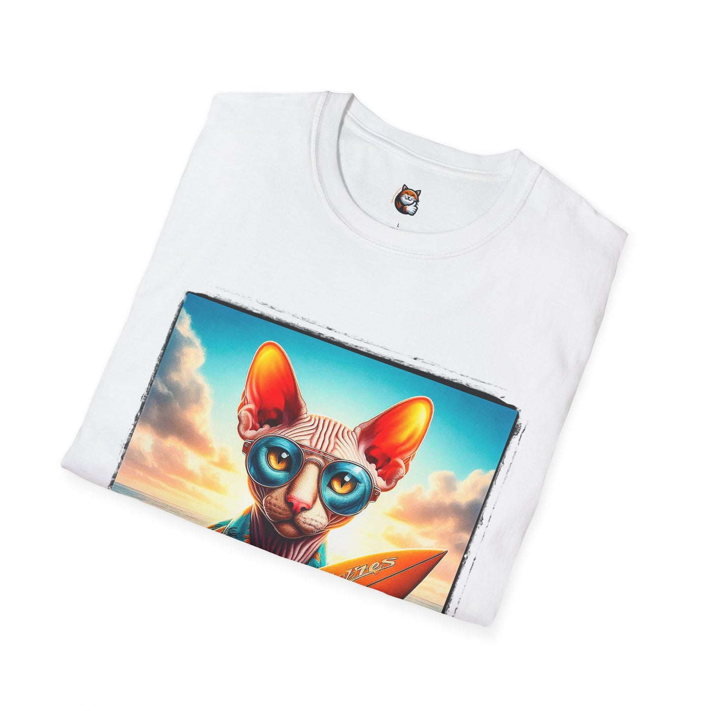 Cornish Rex Cat beach surfer  T-Shirt