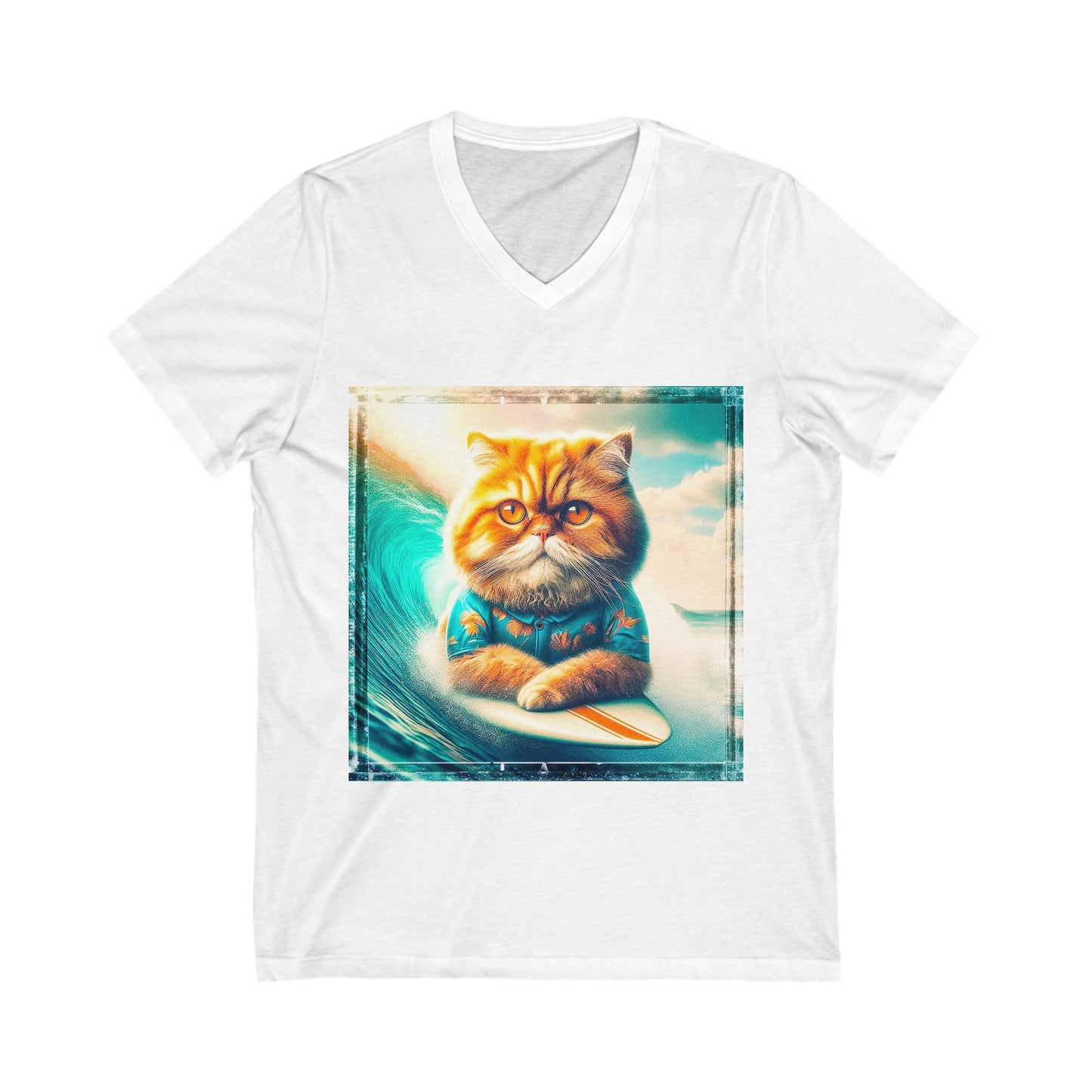 Persian Cat Unisex Jersey Short Sleeve V-Neck Tee