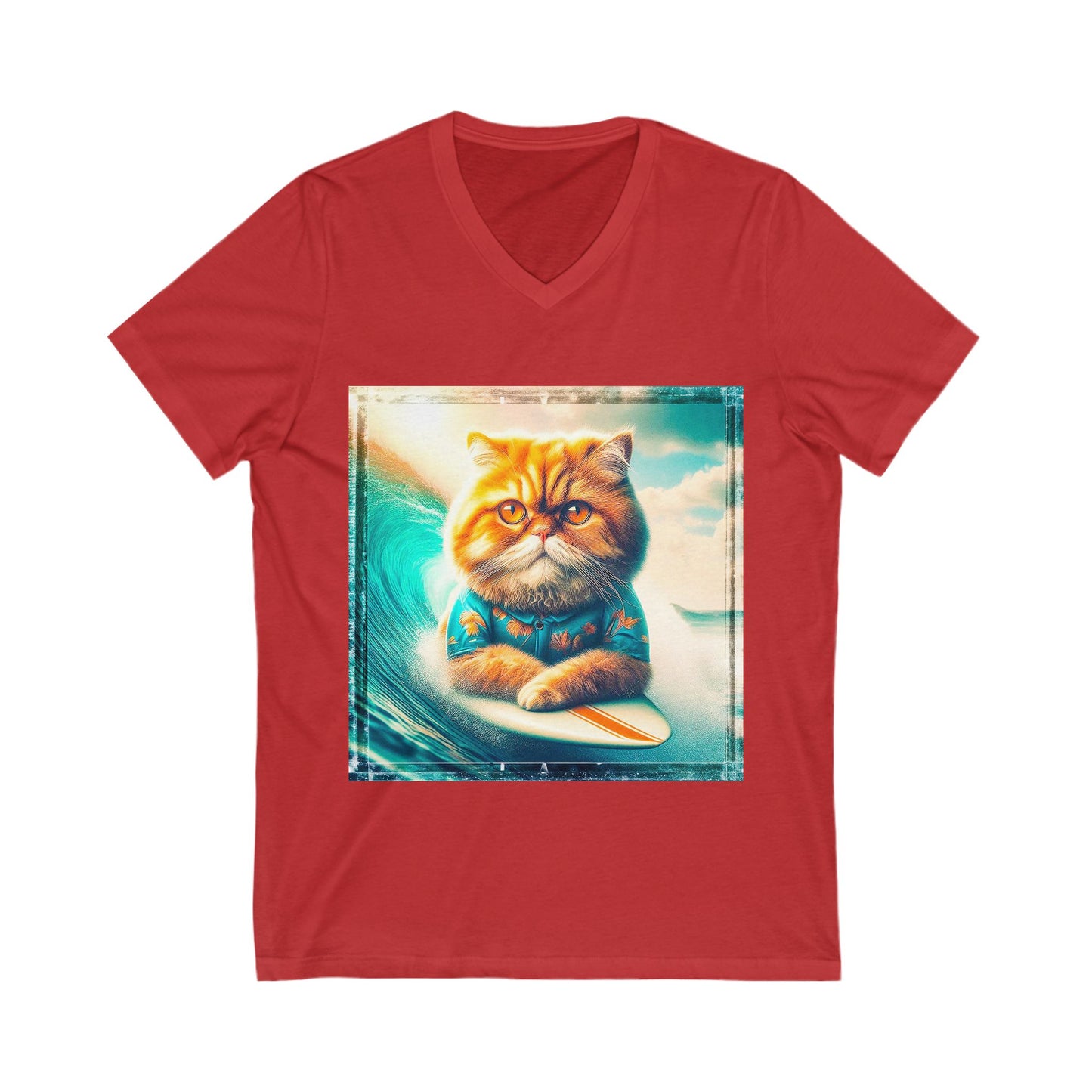 Persian Cat Unisex Jersey Short Sleeve V-Neck Tee