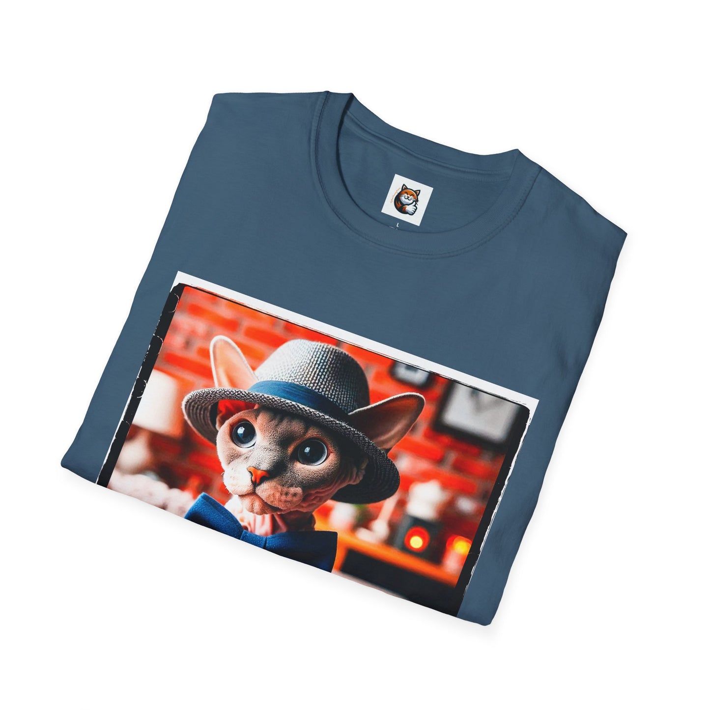 Devon Rex Cat hat and tie Softstyle T-Shirt
