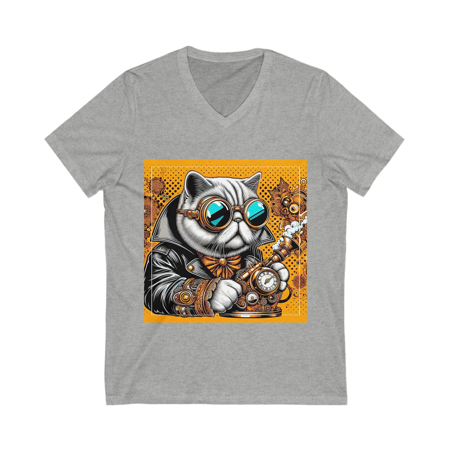 Exotic Shorthair Cat Unisex Jersey Short Sleeve V-Neck Tee