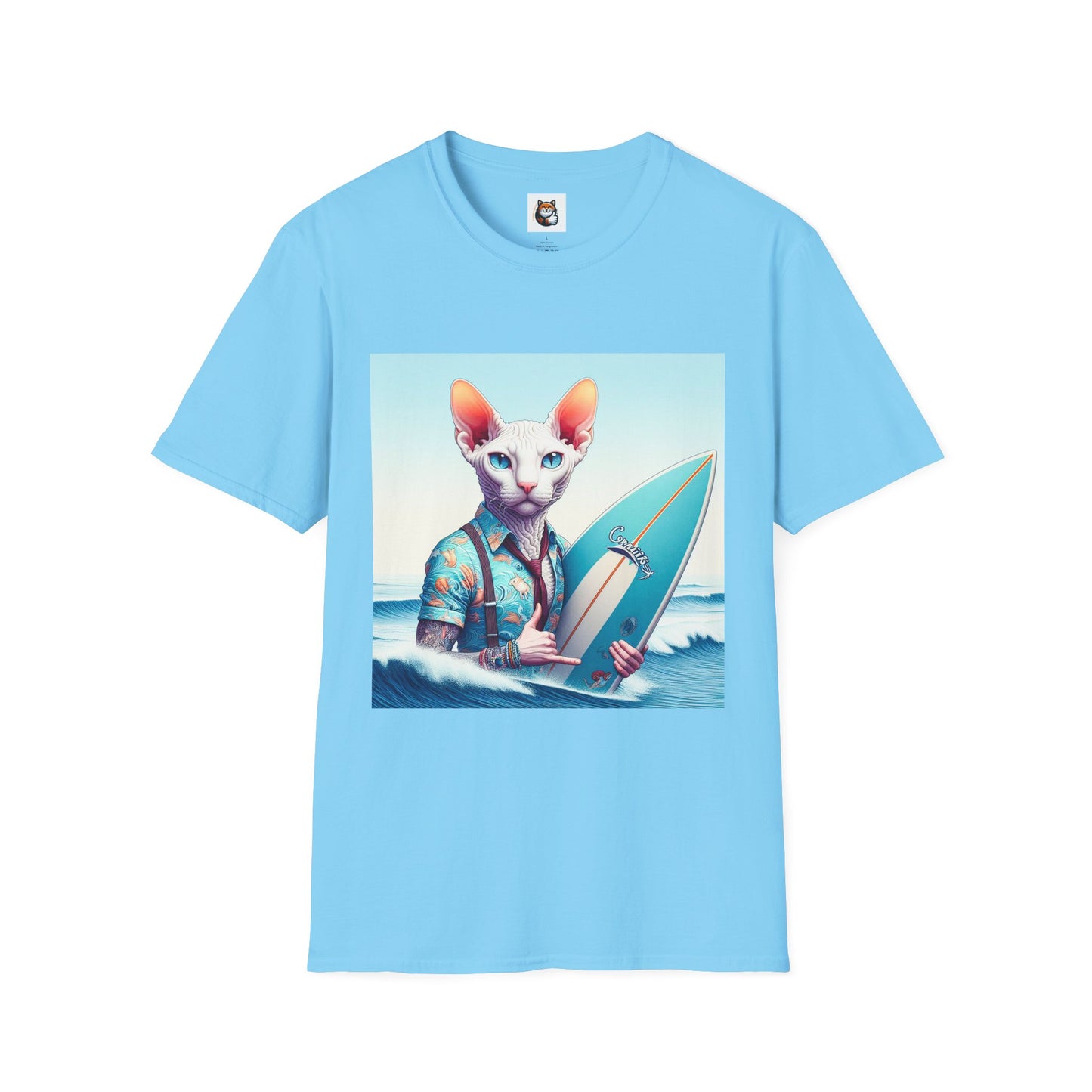 Cornish Rex Cat beach surfer T-Shirt