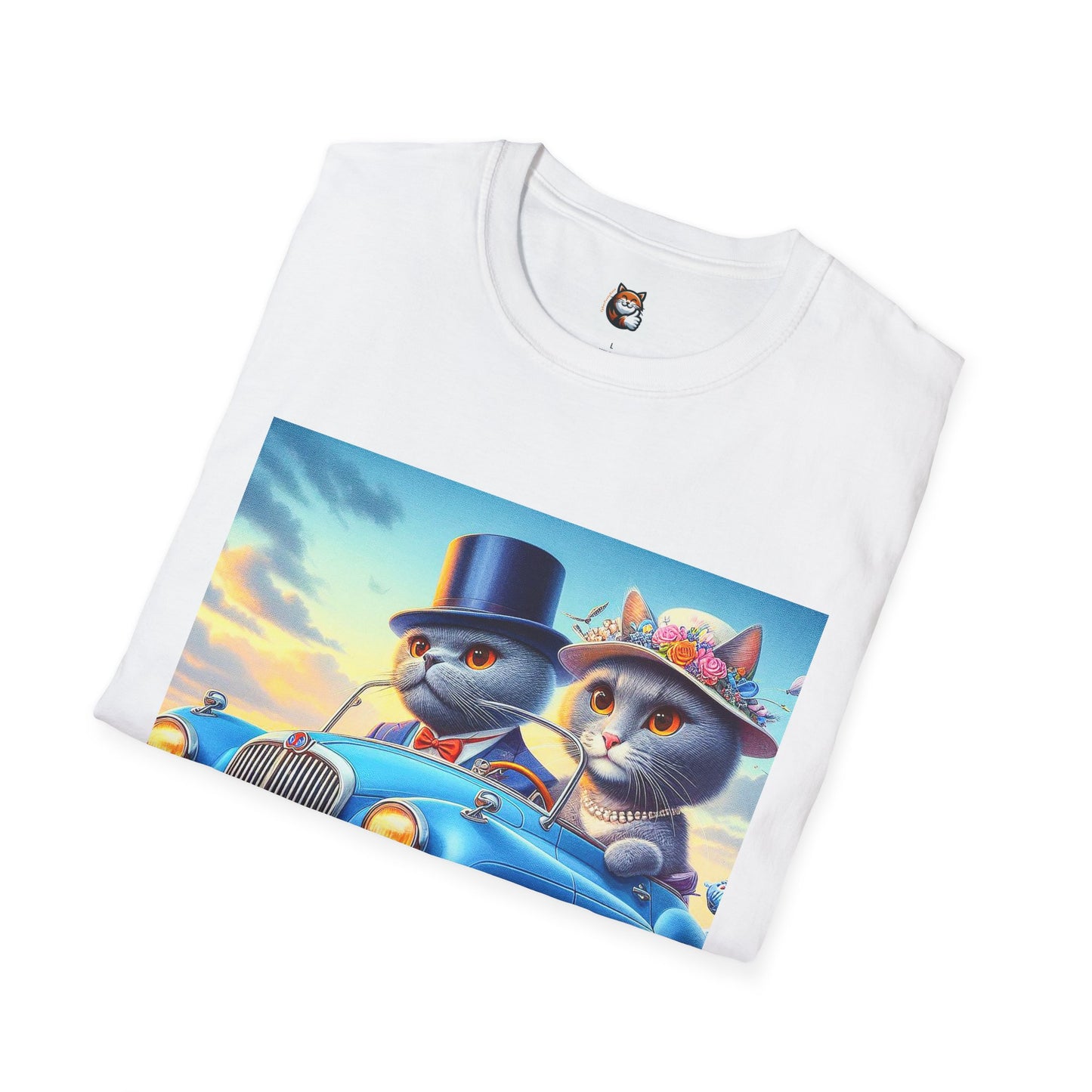 Russian Blue Cat driving couple  T-Shirt