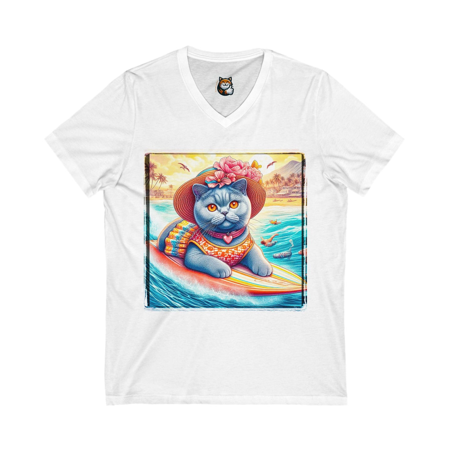 British Shorthair Unisex Jersey Short Sleeve V-Neck Tee