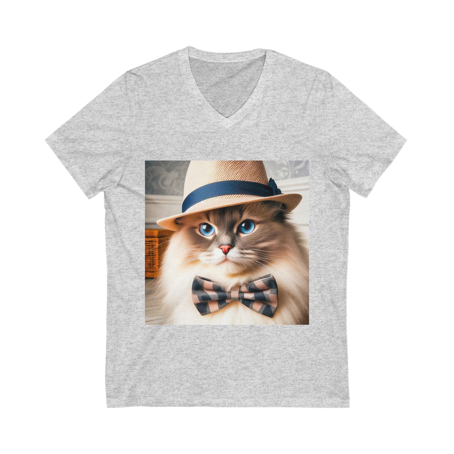 Birman hat and tie Jersey Short Sleeve V-Neck Tee