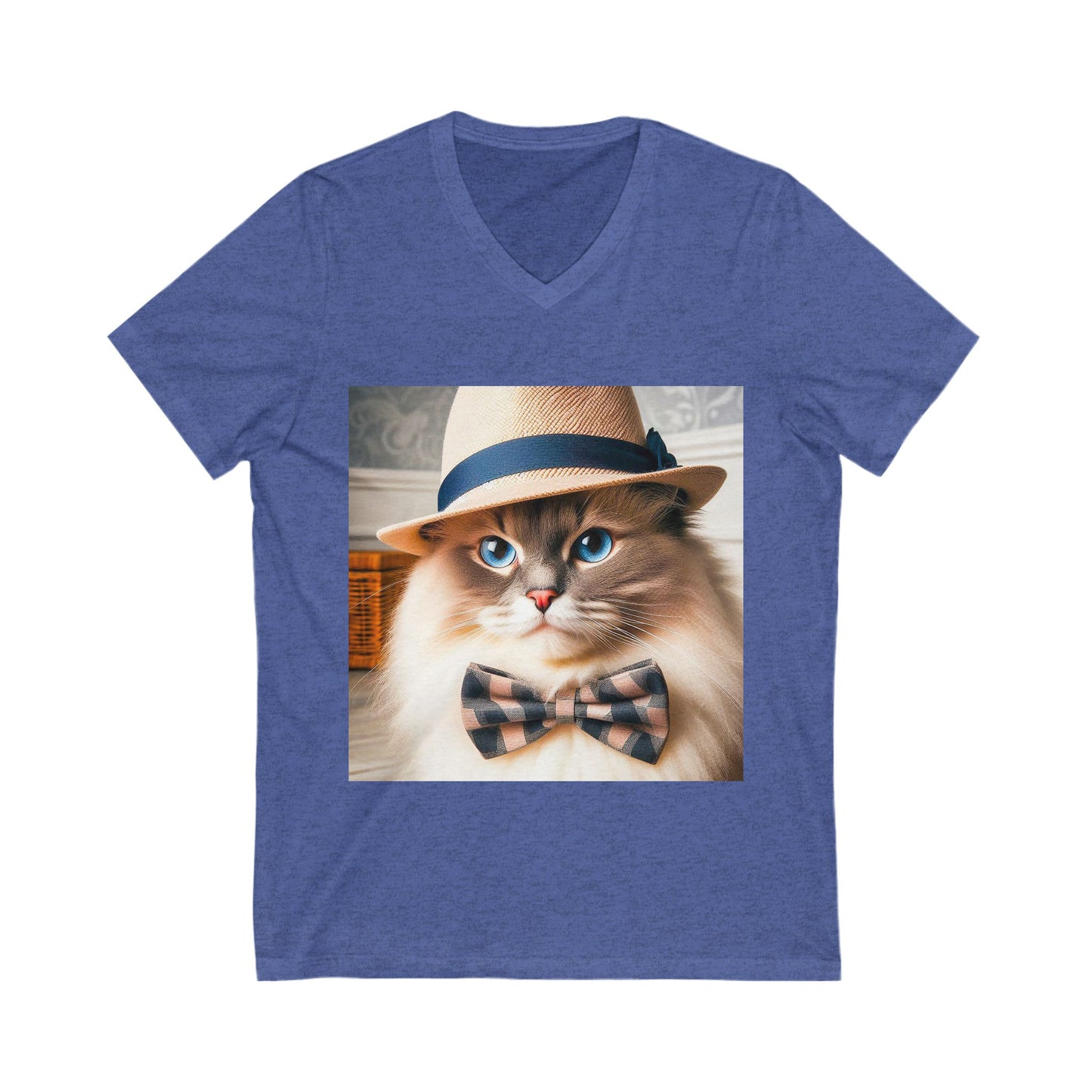 Birman hat and tie Jersey Short Sleeve V-Neck Tee