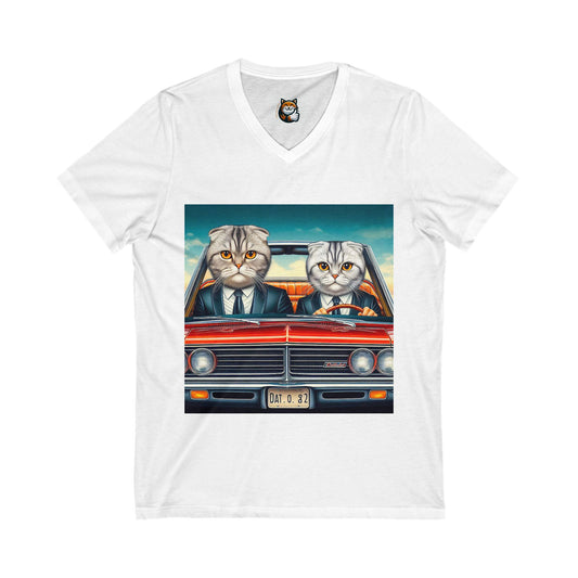 Scottish Fold Cat couple driving