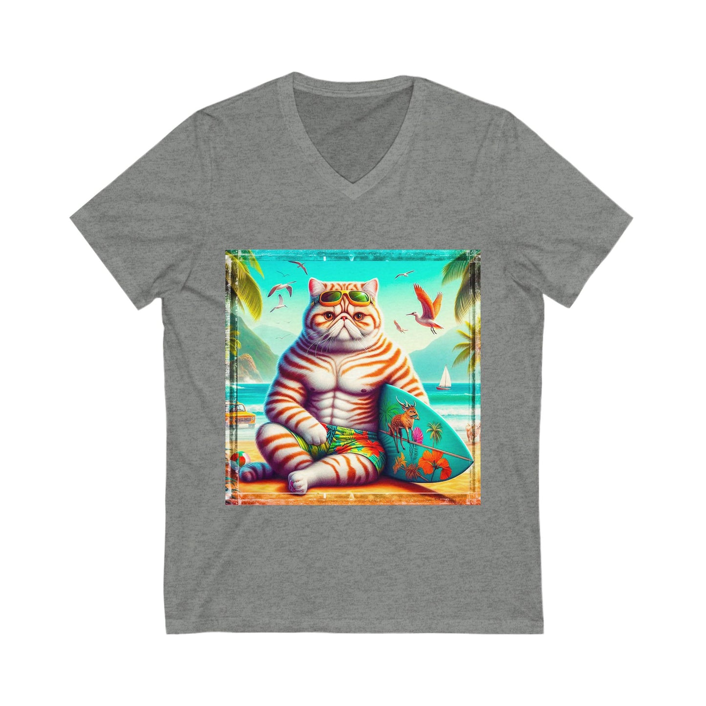 Exotic Shorthair Cat Unisex Jersey Short Sleeve V-Neck Tee