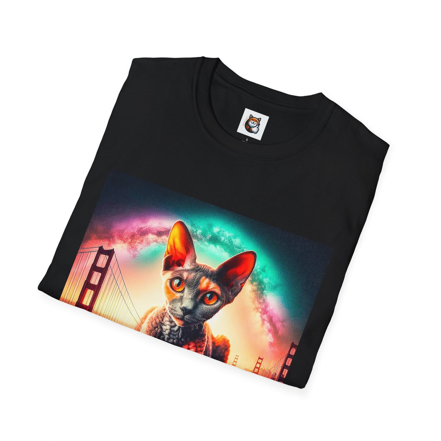 Devon Rex rainbow  Unisex Softstyle T-Shirt