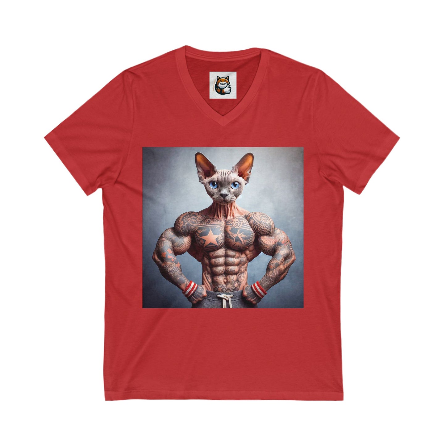 Devon Rex Cat Unisex Jersey Short Sleeve V-Neck Tee