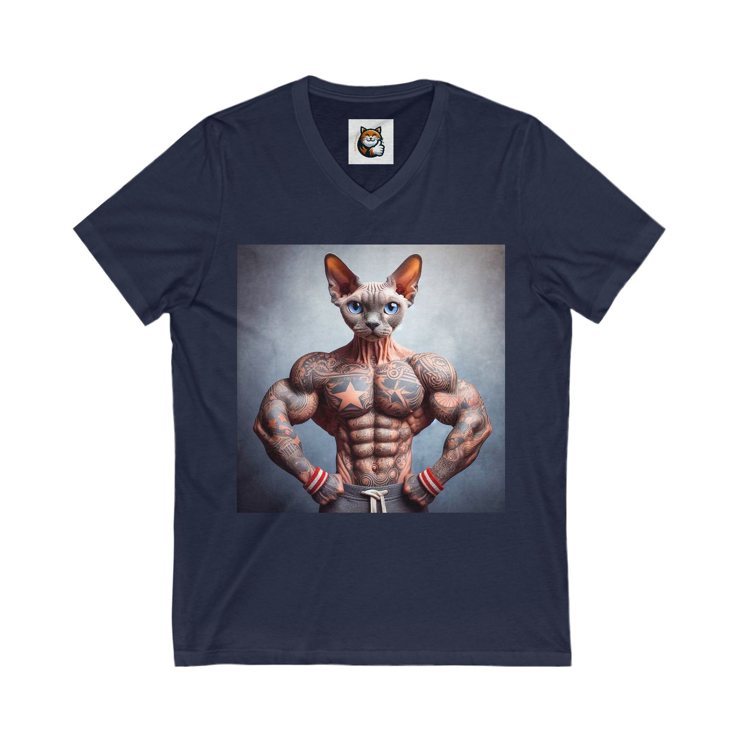 Devon Rex Cat Unisex Jersey Short Sleeve V-Neck Tee