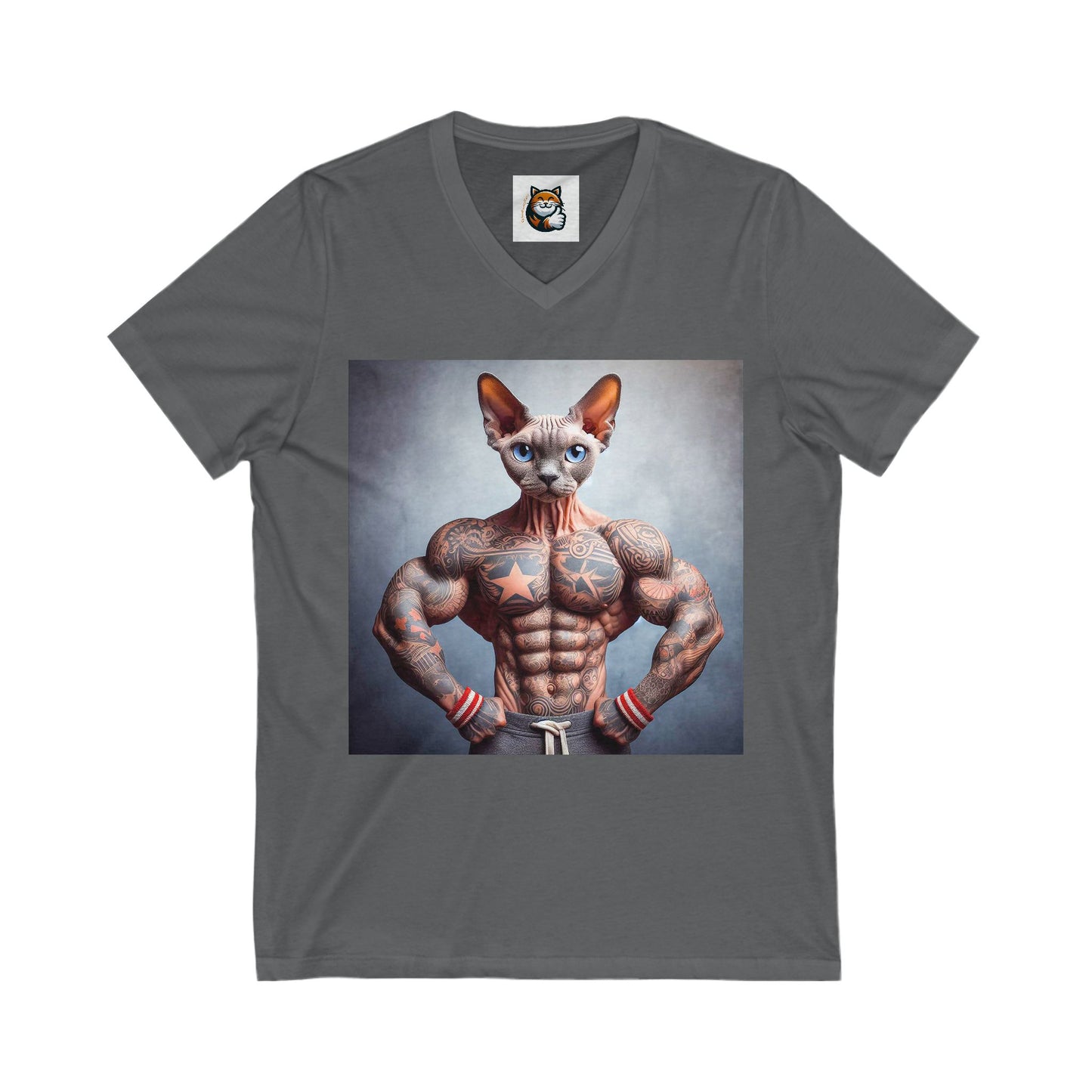 Devon Rex Cat Unisex Jersey Short Sleeve V-Neck Tee