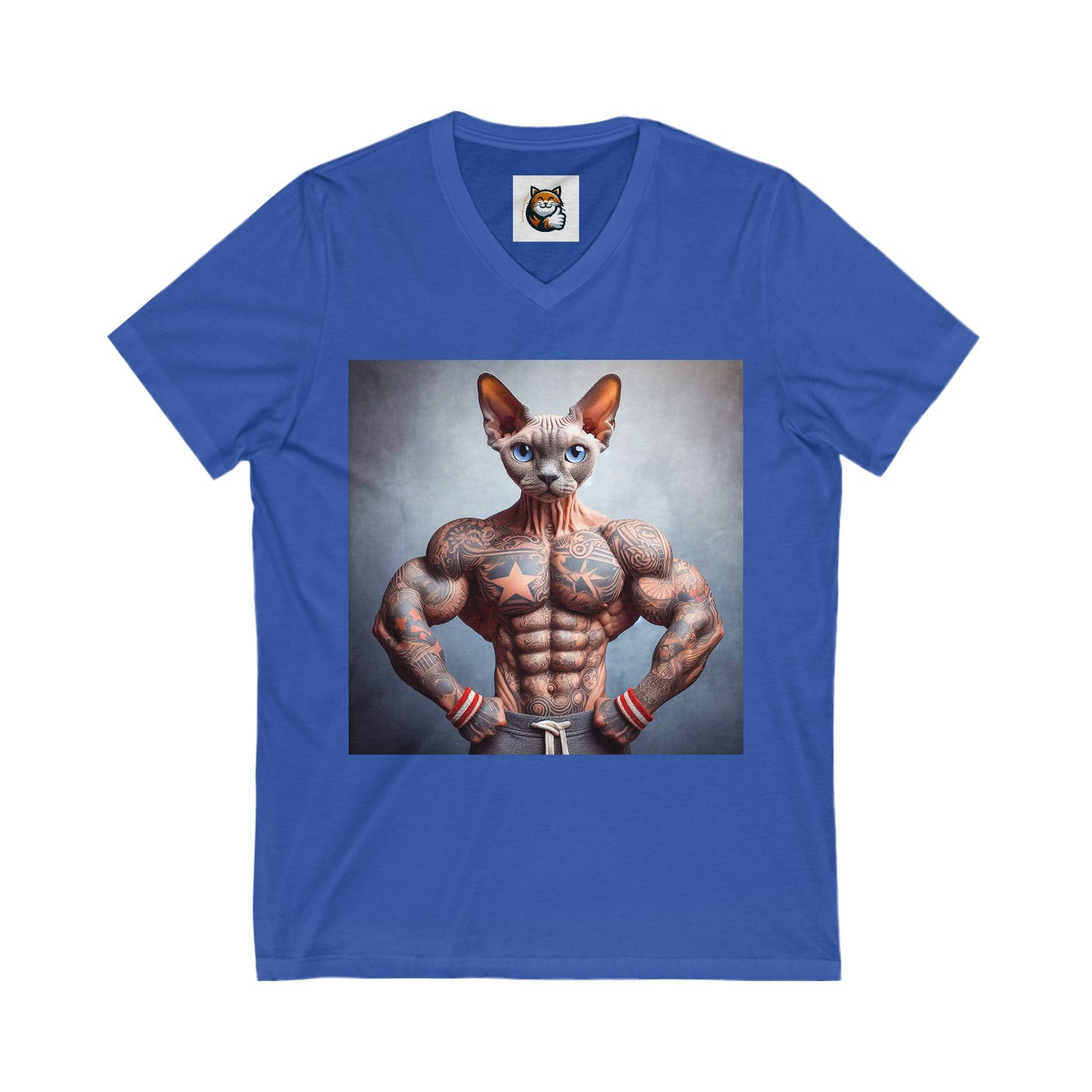 Devon Rex Cat Unisex Jersey Short Sleeve V-Neck Tee