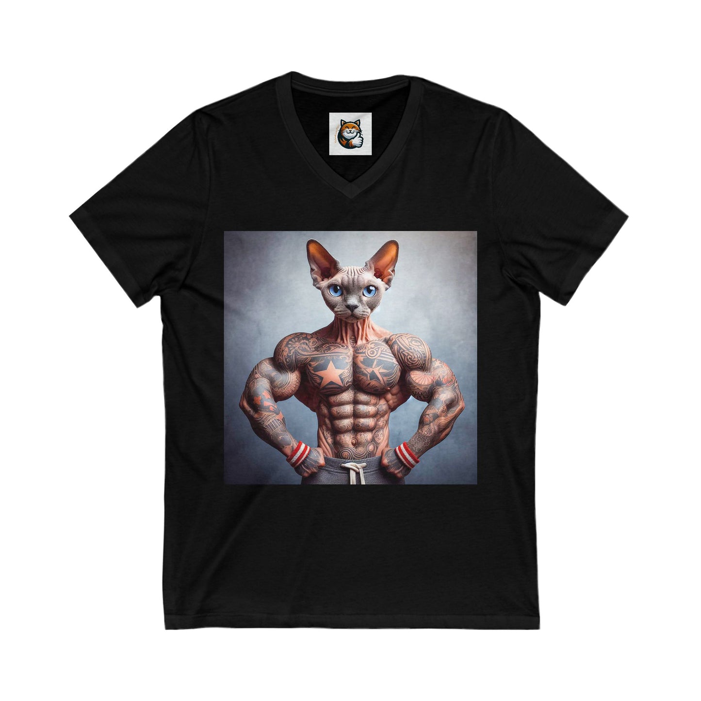 Devon Rex Cat Unisex Jersey Short Sleeve V-Neck Tee