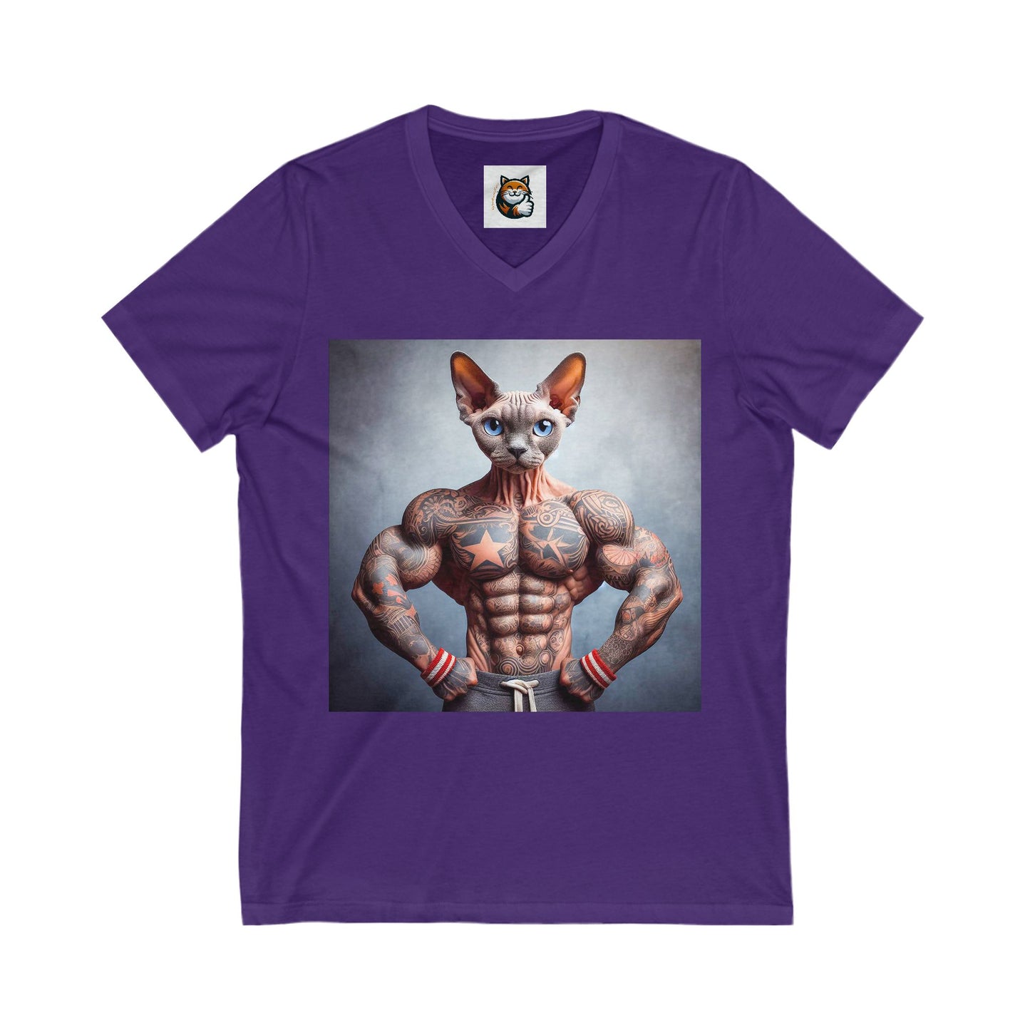 Devon Rex Cat Unisex Jersey Short Sleeve V-Neck Tee