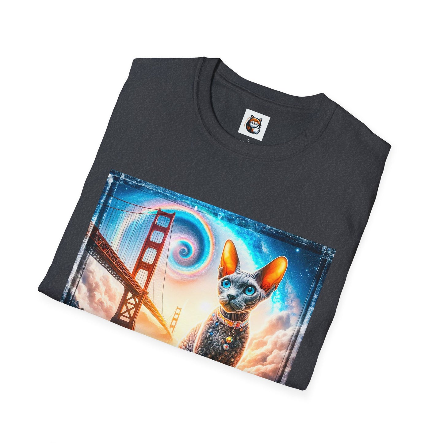 Devon Rex Unisex rainbow bridge Softstyle T-Shirt