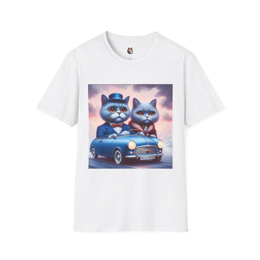Russian Blue Cat tiny car  T-Shirt
