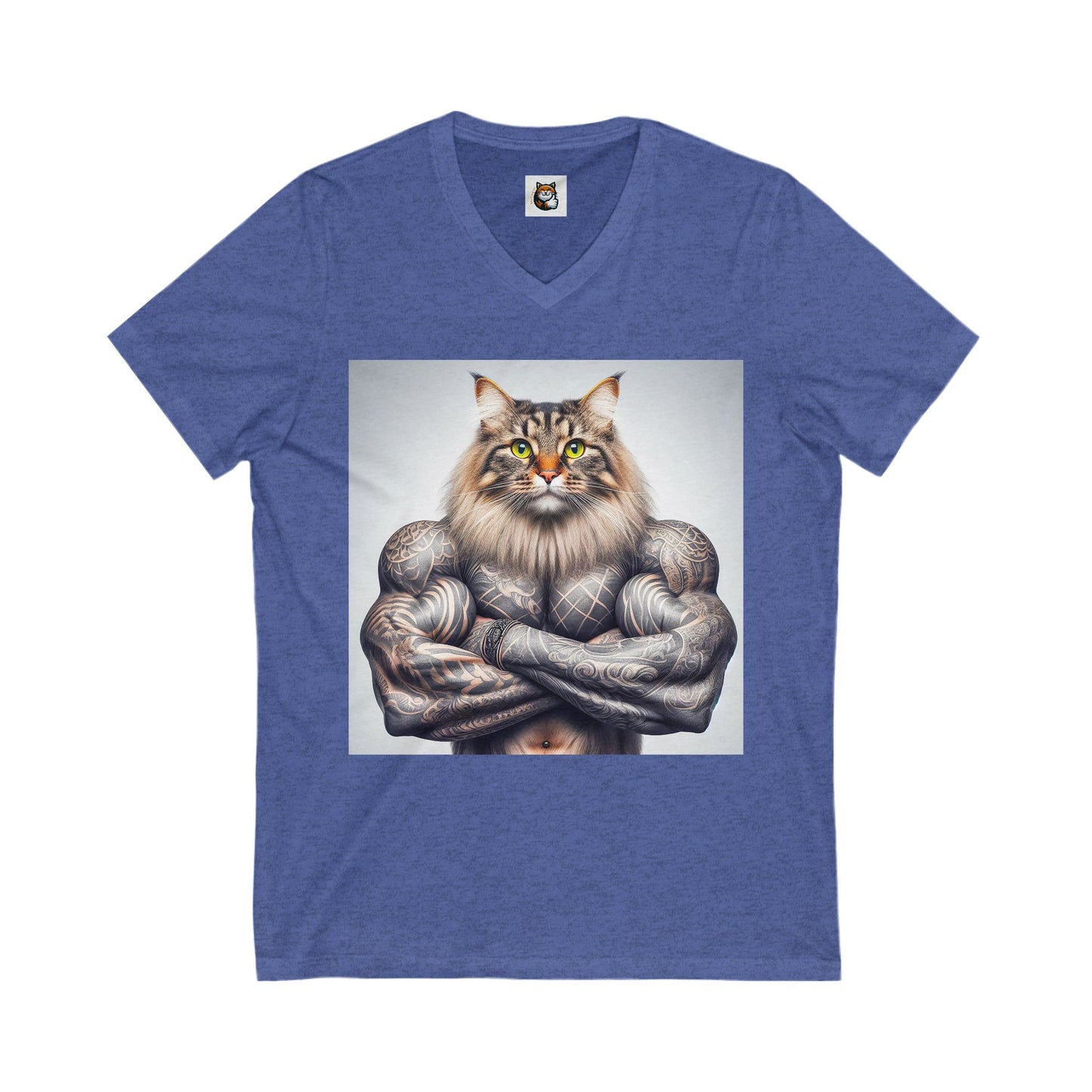 Norwegian Forest Cat Unisex Jersey Short Sleeve V-Neck Tee