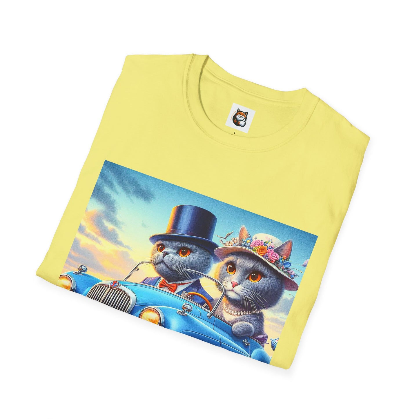 Russian Blue Cat driving couple  T-Shirt