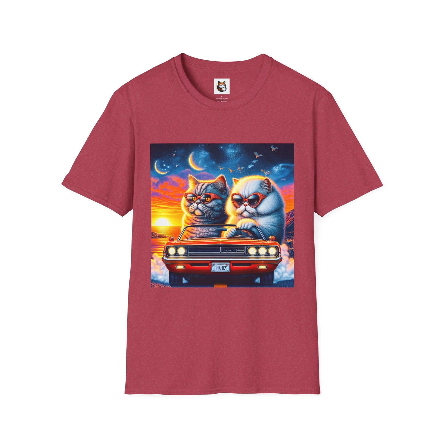 Selkirk Rex Cat T-Shirt sunset driving