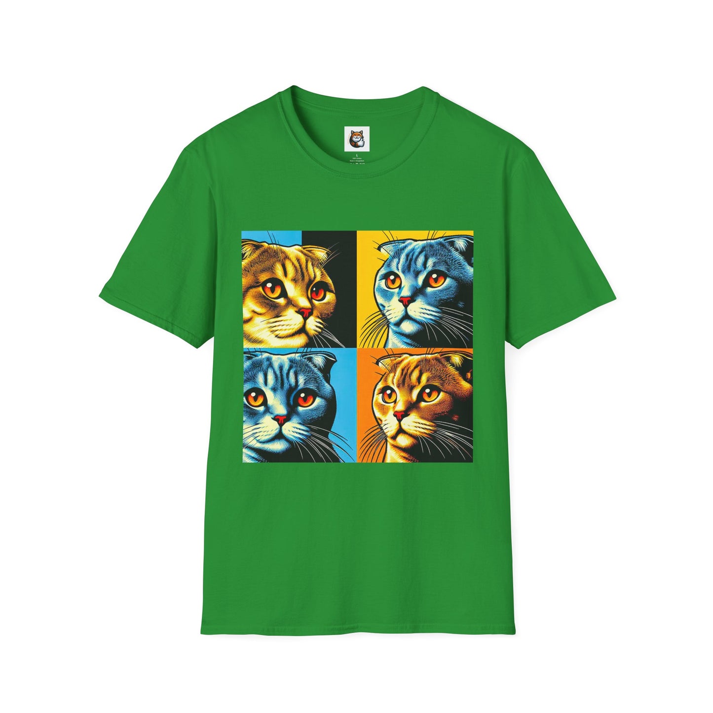 Scottish Fold Cat colorful squares  T-Shirt