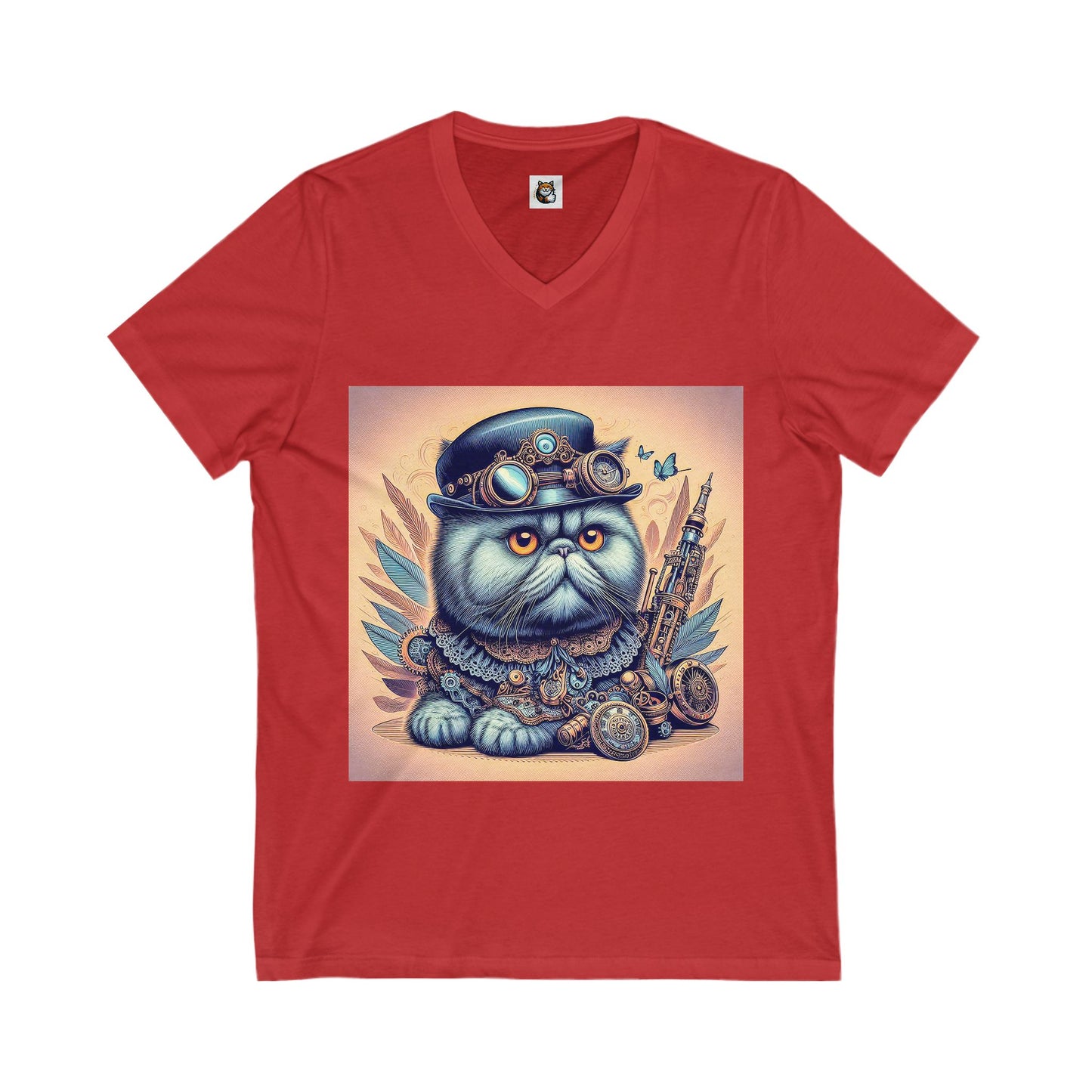 - Selkirk Rex Design V-Neck metal and gears