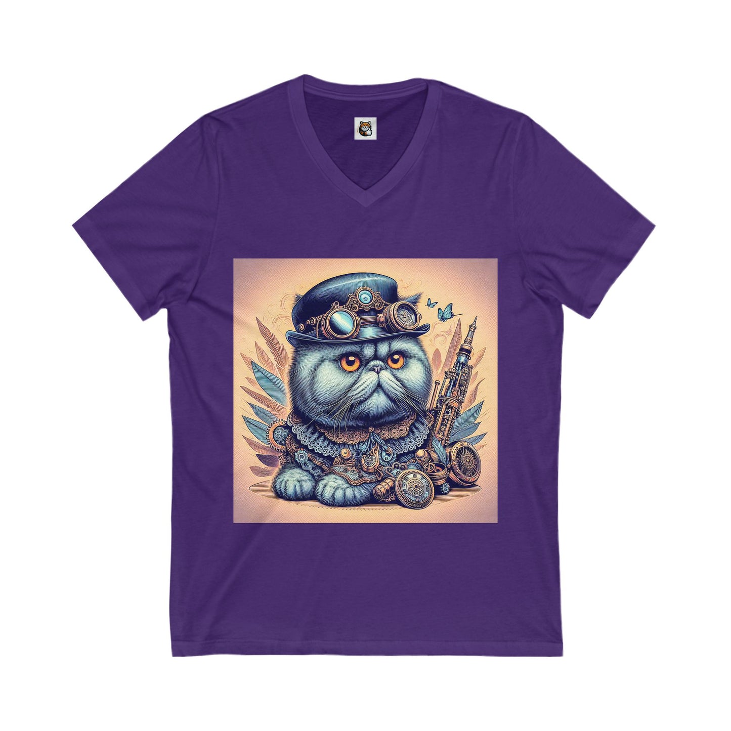 - Selkirk Rex Design V-Neck metal and gears