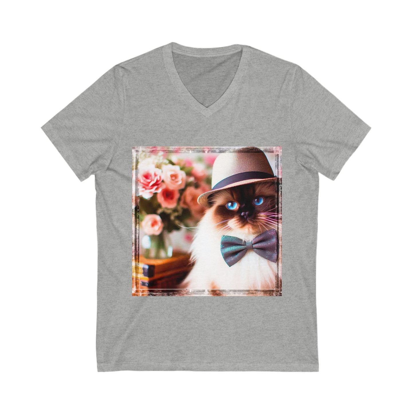 Ragdoll Cat Unisex bow tie  V-Neck Tee
