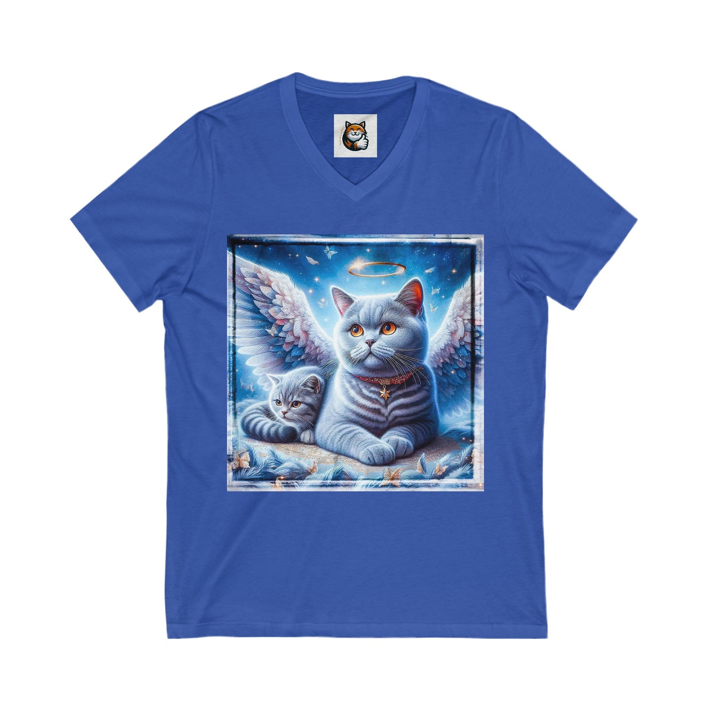 British Shorthair Unisex Jersey Short Sleeve V-Neck Tee