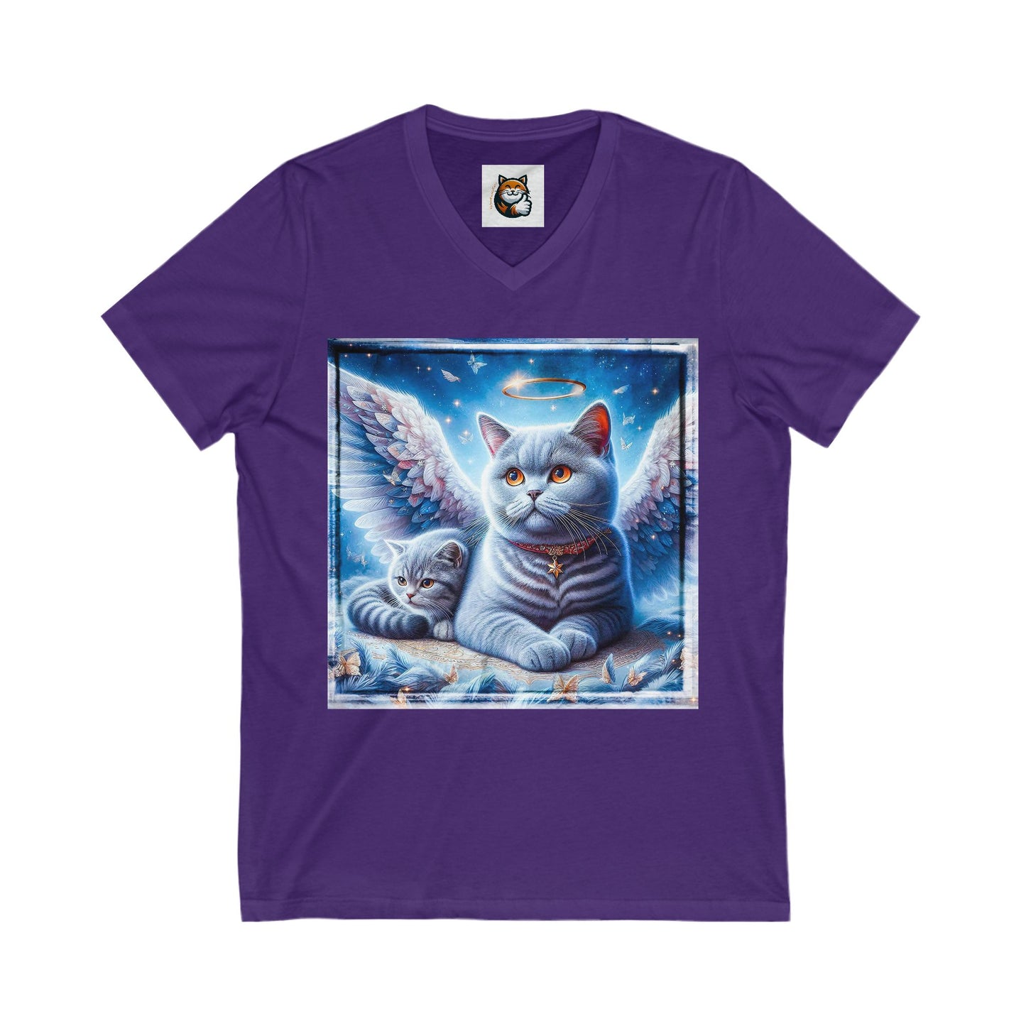 British Shorthair Unisex Jersey Short Sleeve V-Neck Tee