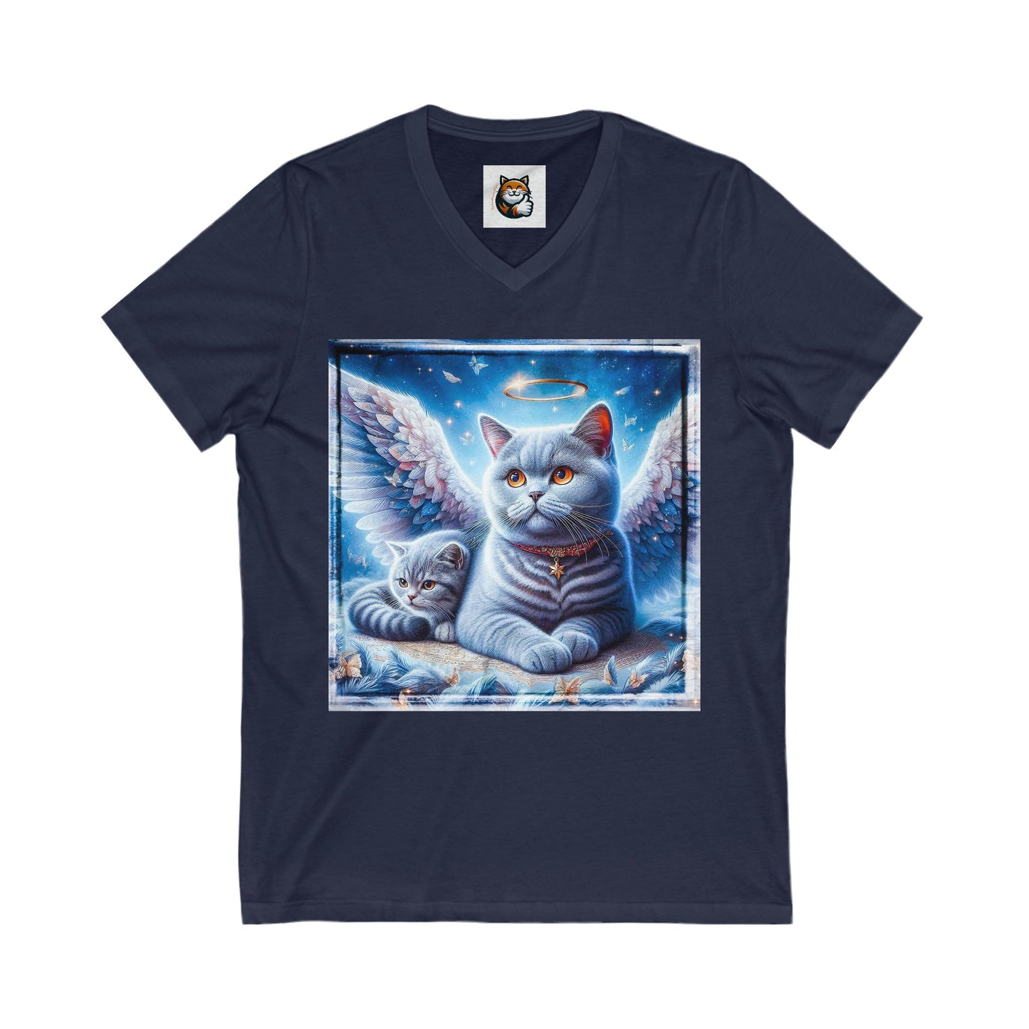 British Shorthair Unisex Jersey Short Sleeve V-Neck Tee