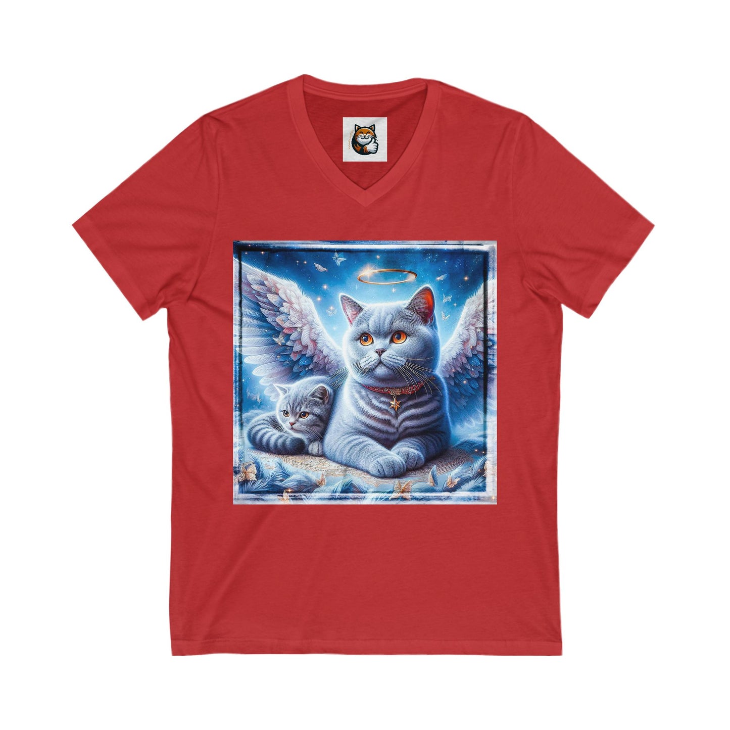 British Shorthair Unisex Jersey Short Sleeve V-Neck Tee