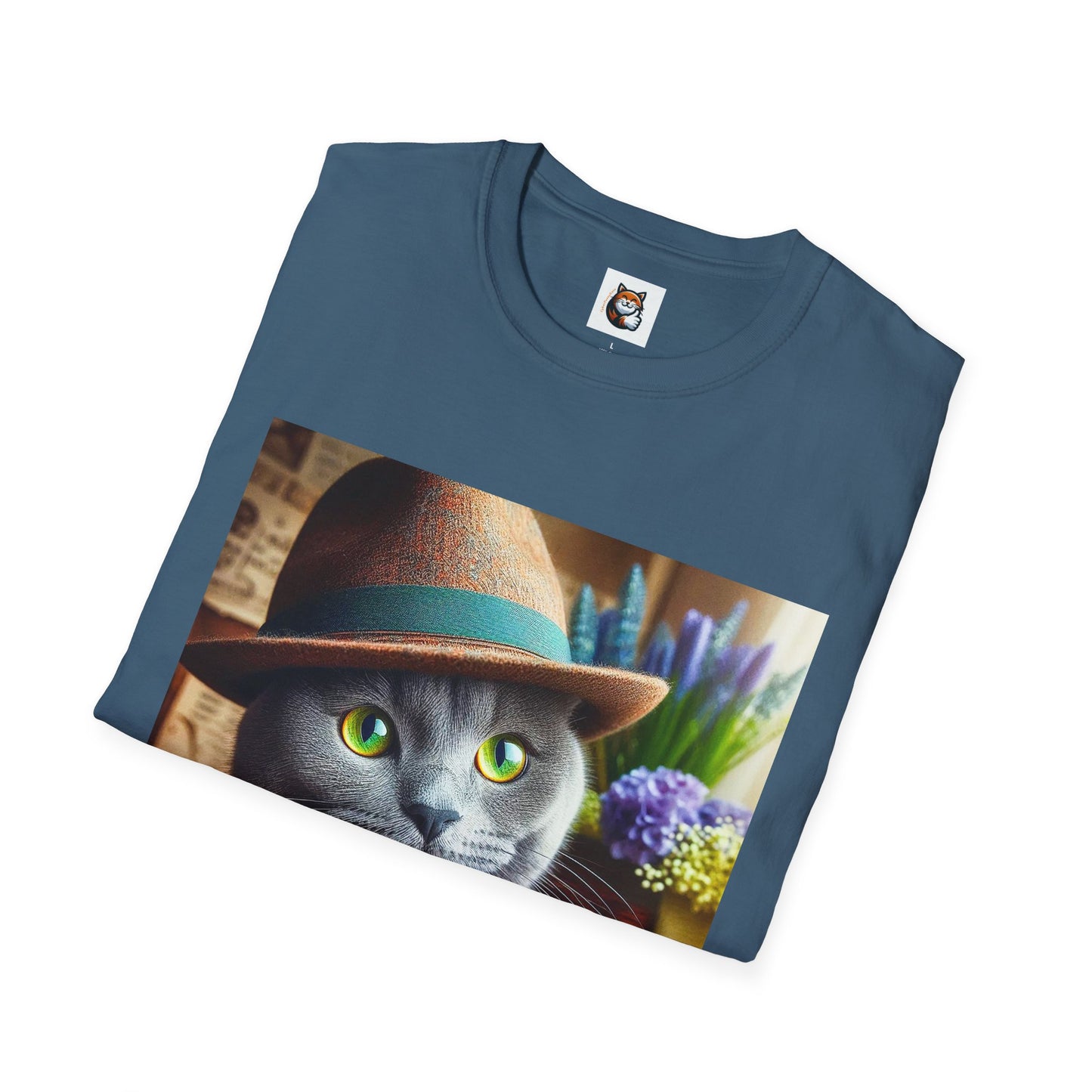 Russian Blue Cat hat and bow tie T-Shirt