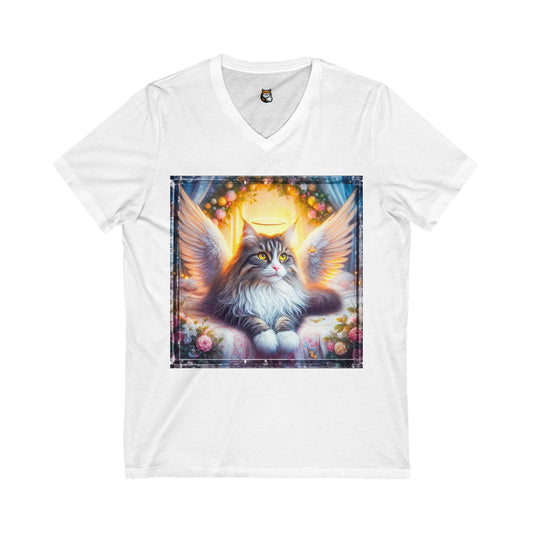 Norwegian Forest Cat Unisex Jersey Short Sleeve V-Neck Tee