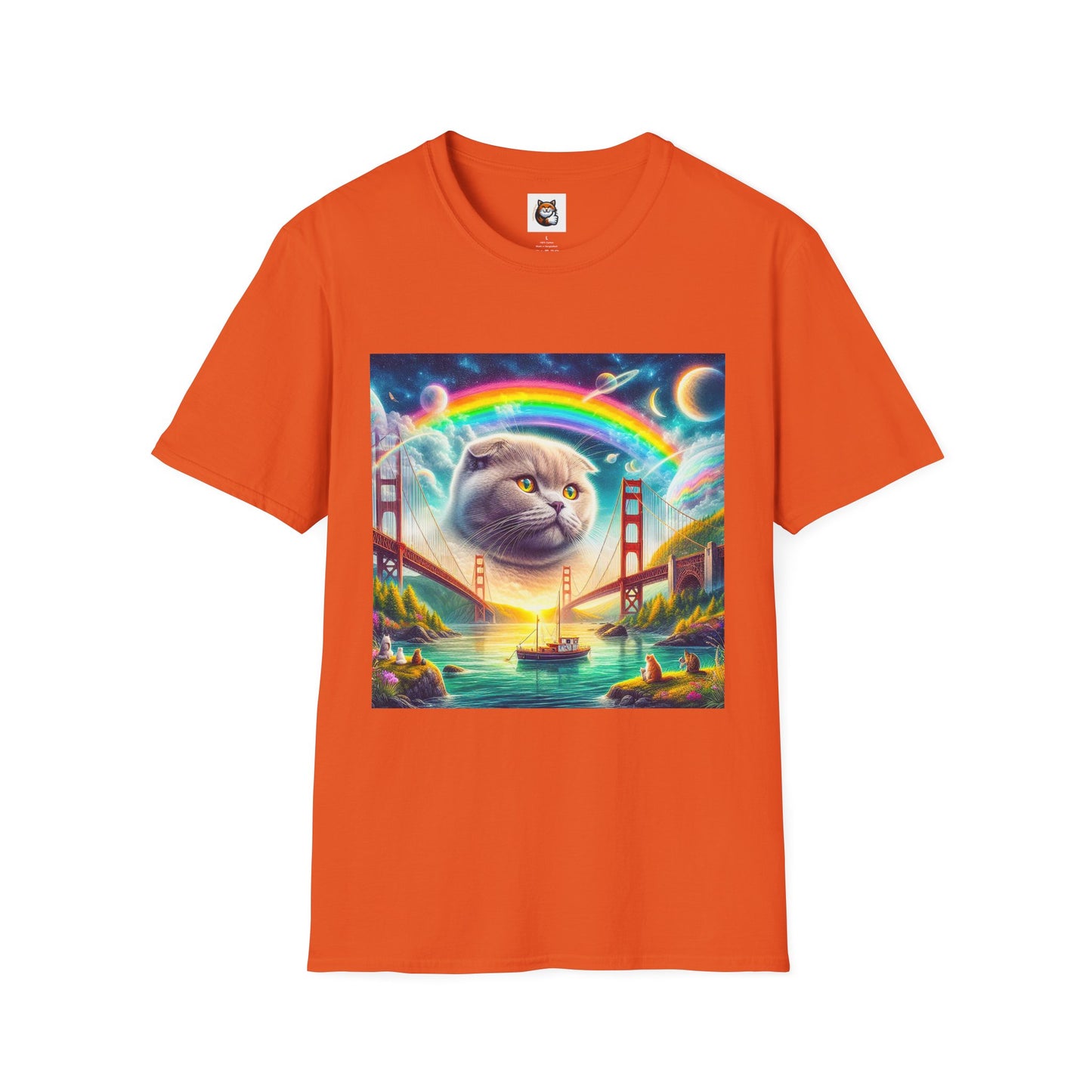 Scottish Fold Cat pretty rainbow  T-Shirt