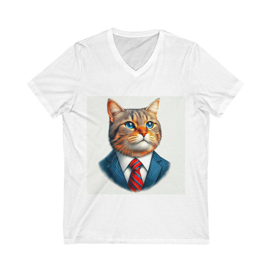 Domestic Cat Unisex Jersey Short Sleeve V-Neck Tee