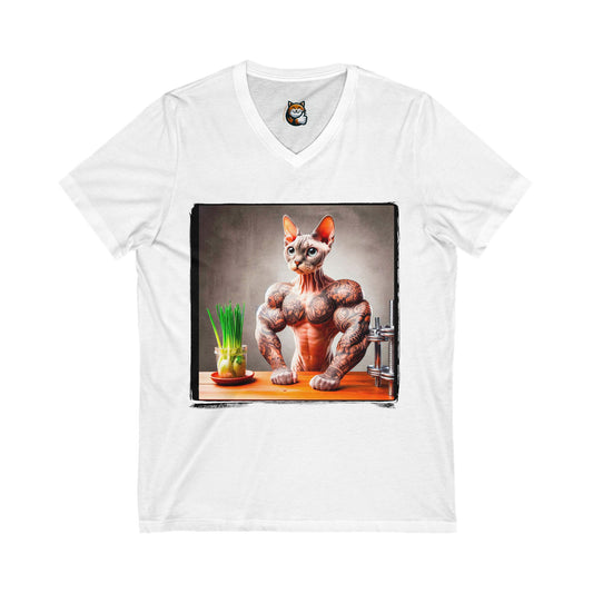 Devon Rex Cat Unisex Jersey Short Sleeve V-Neck Tee