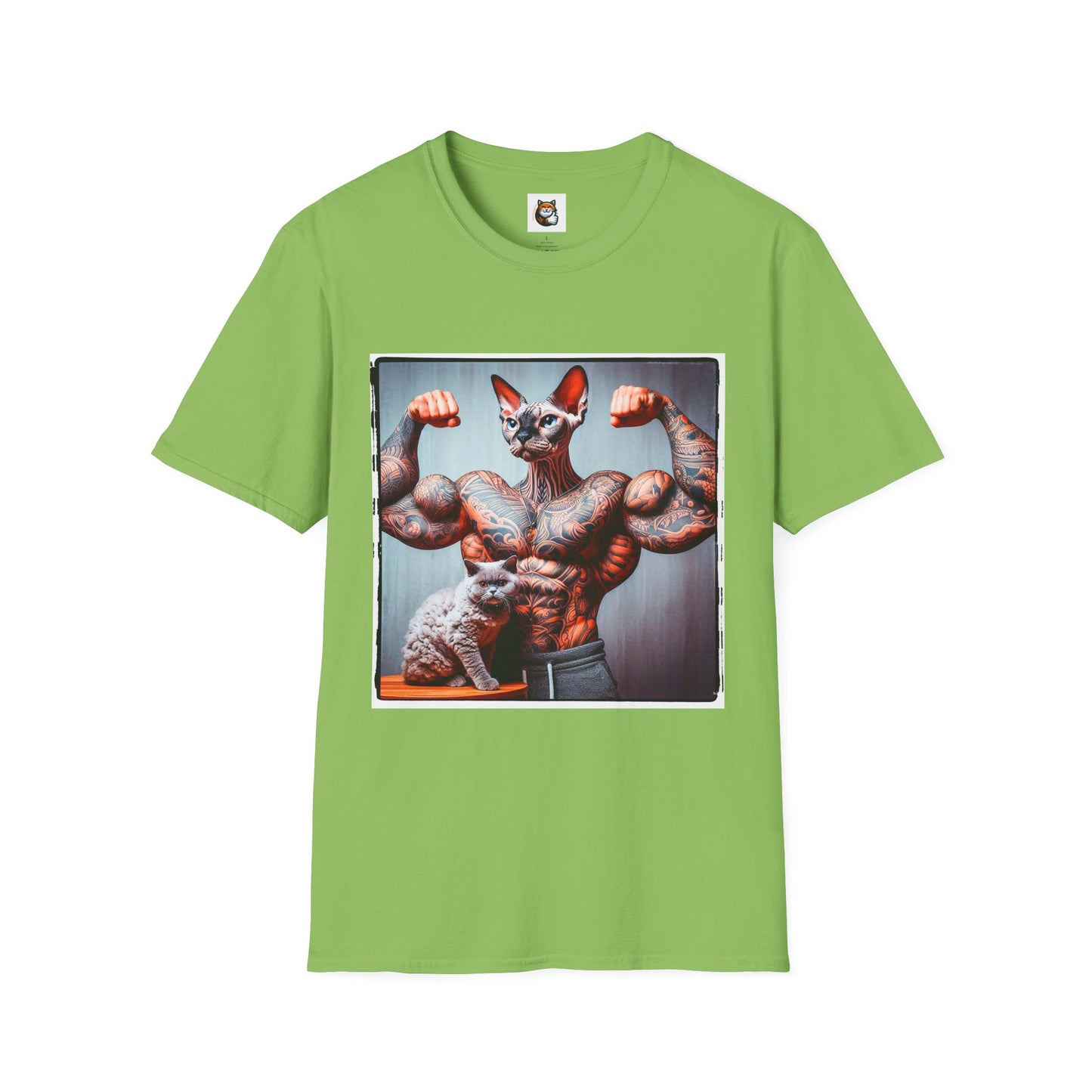 Devon Rex Cat muscles man  Softstyle T-Shirt